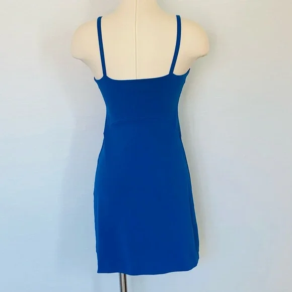 Susana Monaco Royal Bright Blue Fit Flare Milkmaid Ruched Tank Slip Dress - Picture 4 of 5